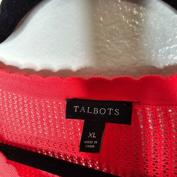 Talbots Size XL Pink Open Cardigan Dainty Loose Knit Lightweight Long Sleeve - Picture 3 of 5